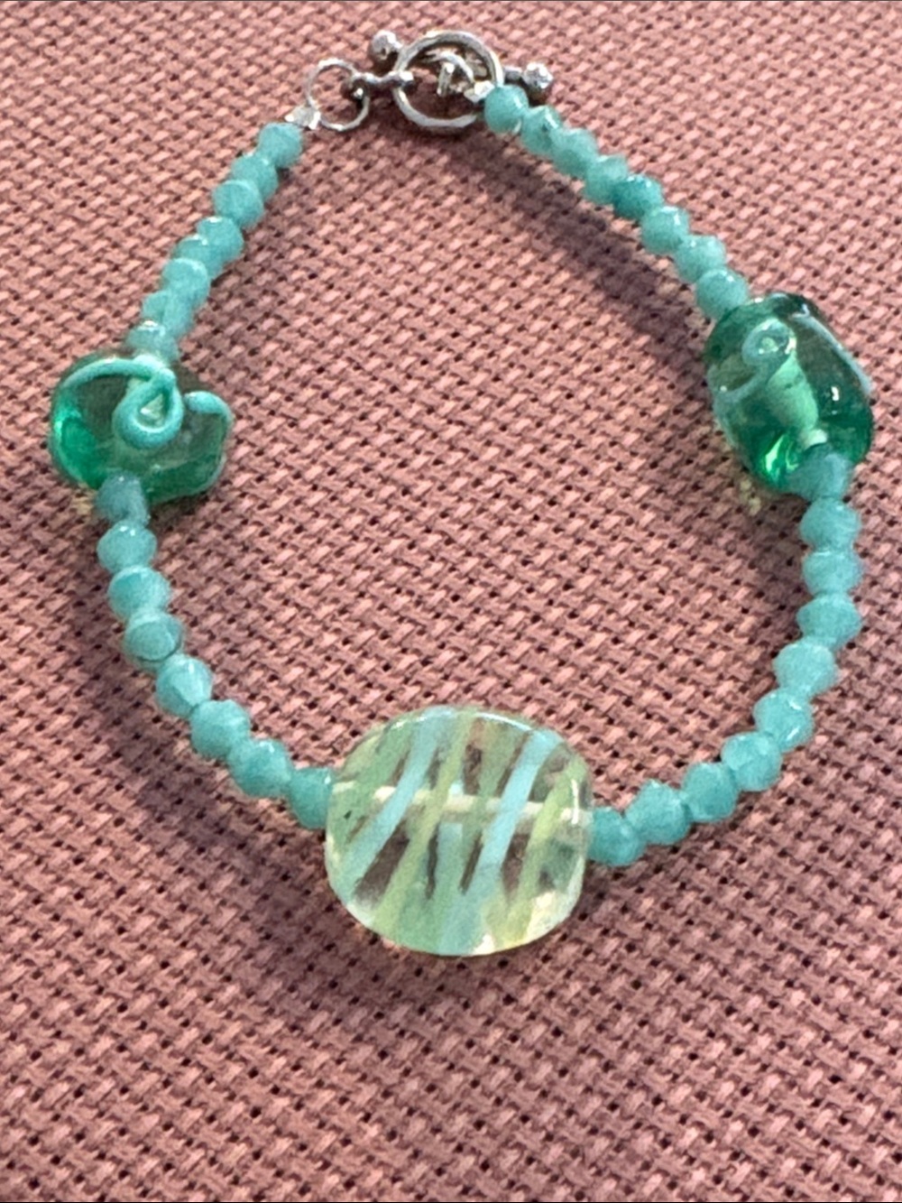 Handcrafted Aqua Green Beaded Bracelet